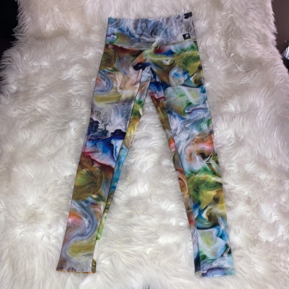 LINEAGE Rainbow 🌈 Smoke 💨 Colorful Swirl Leggings S/M - Picture 2 of 8